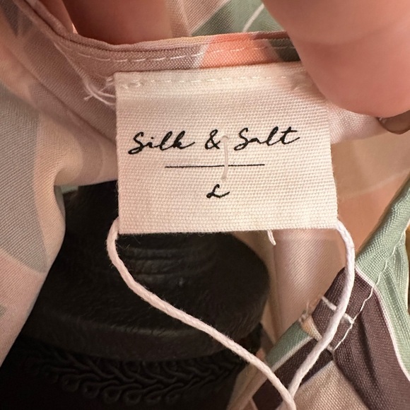 Silk & Salt Long Sleeve Geometric Print Maxi Dress Kaftan - Size Large NWT - Picture 5 of 7